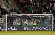 9 May 2025; Rory Gaffney of Shamrock Rovers celebrates after scoring his side's third goal during the SSE Airtricity Men's Premier Division match between Shamrock Rovers and Drogheda United at Tallaght Stadium in Dublin. Photo by Thomas Flinkow/Sportsfile
