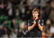 9 May 2025; Owen Lambe of Drogheda United after his side's defeat in the SSE Airtricity Men's Premier Division match between Shamrock Rovers and Drogheda United at Tallaght Stadium in Dublin. Photo by Thomas Flinkow/Sportsfile
