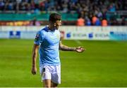 9 May 2025; Joe Redmond of St Patrick's Athletic gestures toward the Shelbourne supporters after the SSE Airtricity Men's Premier Division match between Shelbourne and St Patrick's Athletic at Tolka Park in Dublin. Photo by Stephen McCarthy/Sportsfile