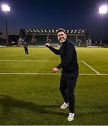 9 May 2025; Shamrock Rovers manager Stephen Bradley celebrates after the SSE Airtricity Men's Premier Division match between Shamrock Rovers and Drogheda United at Tallaght Stadium in Dublin. Photo by David Fitzgerald/Sportsfile