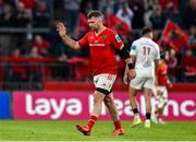 9 May 2025; Peter O'Mahony of Munster leaves the pitch upon being substituted during the United Rugby Championship match between Munster and Ulster at Thomond Park in Limerick. Photo by Brendan Moran/Sportsfile