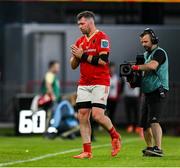 9 May 2025; Peter O'Mahony of Munster leaves the pitch upon being substituted during the United Rugby Championship match between Munster and Ulster at Thomond Park in Limerick. Photo by Brendan Moran/Sportsfile