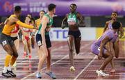10 May 2025; Rhasidat Adeleke of Ireland, centre right, prepares to pass the baton to teammate Cillín Greene whilst competing in the mixed 4x400m relay during day one of the 2025 World Athletics Relays at Guangdong Olympic Stadium in Guangzhou, China. Photo by Nikola Krstic/Sportsfile