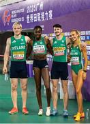 10 May 2025; The Ireland mixed 4x400m relay team, from left, Conor Kelly, Rhasidat Adeleke, Cillín Greene and Sharlene Mawdsley after finishing second in their heat to qualify for the 2025 Tokyo World Athletics Championships during day one of the 2025 World Athletics Relays at Guangdong Olympic Stadium in Guangzhou, China. Photo by Nikola Krstic/Sportsfile