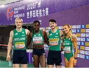 10 May 2025; The Ireland mixed 4x400m relay team, from left, Conor Kelly, Rhasidat Adeleke, Cillín Greene and Sharlene Mawdsley after finishing second in their heat to qualify for the 2025 Tokyo World Athletics Championships during day one of the 2025 World Athletics Relays at Guangdong Olympic Stadium in Guangzhou, China. Photo by Nikola Krstic/Sportsfile