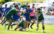 10 May 2025; Dylan Lynch of Leinster in action against Connacht during the Junior Interprovincial Rugby Championship Round 2 match between Leinster and Connacht at Balbriggan RFC in Balbriggan, Dublin. Photo by Matt Browne/Sportsfile