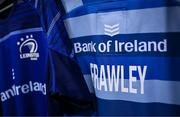 10 May 2025; The kit of Ciarán Frawley in the Leinster dressingroom before the United Rugby Championship match between Leinster and Zebre Parma at the Aviva Stadium in Dublin. Photo by Brendan Moran/Sportsfile