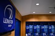 10 May 2025; Jerseys hang in the Leinster dressingroom before the United Rugby Championship match between Leinster and Zebre Parma at the Aviva Stadium in Dublin. Photo by Brendan Moran/Sportsfile