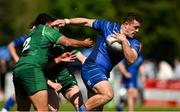 10 May 2025; Dylan Lynch of Leinster is tackled by Nato Kiripati of Connacht during the Junior Interprovincial Rugby Championship Round 2 match between Leinster and Connacht at Balbriggan RFC in Balbriggan, Dublin. Photo by Matt Browne/Sportsfile