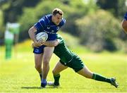 10 May 2025; Eoghan Duffy of Leinster is tackled by Dean O'Reilly of Connacht during the Junior Interprovincial Rugby Championship Round 2 match between Leinster and Connacht at Balbriggan RFC in Balbriggan, Dublin. Photo by Matt Browne/Sportsfile