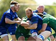 10 May 2025; Tiernan Gonnelly of Leinster in action against Connacht during the Junior Interprovincial Rugby Championship Round 2 match between Leinster and Connacht at Balbriggan RFC in Balbriggan, Dublin. Photo by Matt Browne/Sportsfile