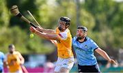 10 May 2025; Joe Maskey of Antrim in action against Ronan Hayes of Dublin during the Leinster GAA Hurling Senior Championship Round 3 match between Antrim and Dublin at Corrigan Park in Belfast. Photo by Tyler Miller/Sportsfile