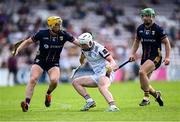 10 May 2025; Colm Molloy of Galway in action against Damien Reck, Richie Lawlor of Wexford during the Leinster GAA Hurling Senior Championship Round 3 match between Galway and Wexford at Pearse Stadium in Galway. Photo by Piaras Ó Mídheach/Sportsfile