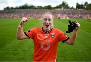 10 May 2025; Aoife McCoy of Armagh celebrates after the TG4 Ulster LGFA Senior Football Championship final match between Armagh and Donegal at St Tiernach's Park in Clones, Monaghan. Photo by David Fitzgerald/Sportsfile