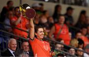 10 May 2025; Armagh captain Clodagh McCambridge lifts the trophy after the TG4 Ulster LGFA Senior Football Championship final match between Armagh and Donegal at St Tiernach's Park in Clones, Monaghan. Photo by Ramsey Cardy/Sportsfile