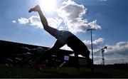 10 May 2025; Cillian McGloin of Leitrim warms up ahead of the Táilteann Cup Round 1 match between Kildare and Leitrim at Cedral St Conleth's Park in Newbridge, Kildare. Photo by Daire Brennan/Sportsfile