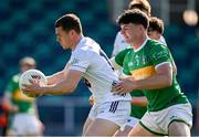 10 May 2025; Jimmy Hyland of Kildare in action against Donal Casey of Leitrim during the Táilteann Cup Round 1 match between Kildare and Leitrim at Cedral St Conleth's Park in Newbridge, Kildare. Photo by Daire Brennan/Sportsfile