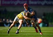 10 May 2025; Josh van der Flier of Leinster in action against Scott Gregory of Zebre Parma during the United Rugby Championship match between Leinster and Zebre Parma at the Aviva Stadium in Dublin. Photo by Seb Daly/Sportsfile