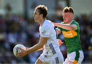 10 May 2025; Darragh Kirwan of Kildare in action against Éanna McNamara of Leitrim during the Táilteann Cup Round 1 match between Kildare and Leitrim at Cedral St Conleth's Park in Newbridge, Kildare. Photo by Daire Brennan/Sportsfile