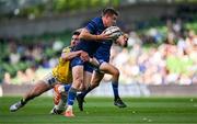 10 May 2025; Garry Ringrose of Leinster is tackled by Giampietro Ribaldi of Zebre Parma during the United Rugby Championship match between Leinster and Zebre Parma at the Aviva Stadium in Dublin. Photo by Brendan Moran/Sportsfile