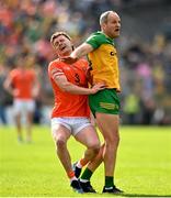 10 May 2025; Ross McQuillan of Armagh in action against Michael Murphy of Donegal during the Ulster GAA Football Senior Championship final match between Armagh and Donegal at St Tiernach's Park in Clones, Monaghan. Photo by David Fitzgerald/Sportsfile