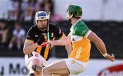 10 May 2025; TJ Reid of Kilkenny is tackled by Ben Conneely of Offaly during the Leinster GAA Hurling Senior Championship Round 3 match between Kilkenny and Offaly at UPMC Nowlan Park in Kilkenny. Photo by Ben McShane/Sportsfile