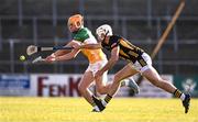 10 May 2025; Ciaran Burke of Offaly in action against Mikey Carey of Kilkenny during the Leinster GAA Hurling Senior Championship Round 3 match between Kilkenny and Offaly at UPMC Nowlan Park in Kilkenny. Photo by Ben McShane/Sportsfile