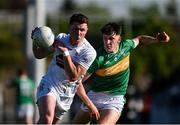 10 May 2025; Alex Beirne of Kildare in action against Barry McNulty of Leitrim during the Táilteann Cup Round 1 match between Kildare and Leitrim at Cedral St Conleth's Park in Newbridge, Kildare. Photo by Daire Brennan/Sportsfile