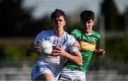 10 May 2025; Rían Teahan of Kildare in action against Jack Foley of Leitrim during the Táilteann Cup Round 1 match between Kildare and Leitrim at Cedral St Conleth's Park in Newbridge, Kildare. Photo by Daire Brennan/Sportsfile