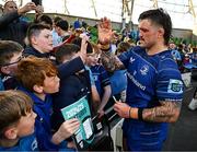 10 May 2025; Andrew Porter of Leinster with supporters after the United Rugby Championship match between Leinster and Zebre Parma at the Aviva Stadium in Dublin. Photo by Seb Daly/Sportsfile