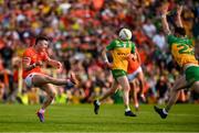 10 May 2025; Oisin Conaty of Armagh kicks a point to send the game to extra-time during the Ulster GAA Football Senior Championship final match between Armagh and Donegal at St Tiernach's Park in Clones, Monaghan. Photo by Ramsey Cardy/Sportsfile