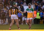 10 May 2025; Paddy Deegan of Kilkenny and David Nally of Offaly shake hands after the Leinster GAA Hurling Senior Championship Round 3 match between Kilkenny and Offaly at UPMC Nowlan Park in Kilkenny. Photo by Ben McShane/Sportsfile