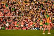 10 May 2025; Ciaran Moore of Donegal, 7, celebrates after scoring his side's second goal during the Ulster GAA Football Senior Championship final match between Armagh and Donegal at St Tiernach's Park in Clones, Monaghan. Photo by Ramsey Cardy/Sportsfile