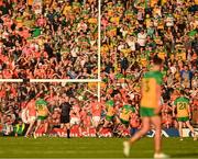 10 May 2025; Ciaran Moore of Donegal, 7, scores his side's second goal during the Ulster GAA Football Senior Championship final match between Armagh and Donegal at St Tiernach's Park in Clones, Monaghan. Photo by Ramsey Cardy/Sportsfile