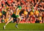 10 May 2025; Ciaran Moore of Donegal celebrates after scoring his side's second goal during the Ulster GAA Football Senior Championship final match between Armagh and Donegal at St Tiernach's Park in Clones, Monaghan. Photo by David Fitzgerald/Sportsfile