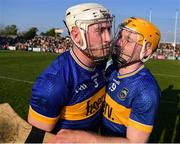 10 May 2025; Tipperary players, from left, Eoghan Connolly and Sean Kenneally after the Munster GAA Hurling Senior Championship Round 3 match between Clare and Tipperary at Zimmer Biomet Páirc Chíosóg in Ennis, Clare. Photo by John Sheridan/Sportsfile