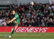 10 May 2025; JJ Hanrahan of Connacht kicks a conversion during the United Rugby Championship match between Connacht and Edinburgh at Dexcom Stadium in Galway. Photo by Thomas Flinkow/Sportsfile