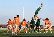 10 May 2025; Cian Prendergast of Connacht competes for a lineout during the United Rugby Championship match between Connacht and Edinburgh at Dexcom Stadium in Galway. Photo by Thomas Flinkow/Sportsfile