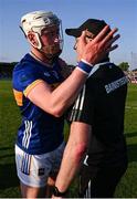 10 May 2025; Eoghan Connolly of Tipperary and manager Liam Cahill after the Munster GAA Hurling Senior Championship Round 3 match between Clare and Tipperary at Zimmer Biomet Páirc Chíosóg in Ennis, Clare. Photo by Ray McManus/Sportsfile