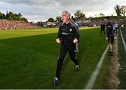 10 May 2025; Donegal manager Jim McGuinness celebrates at the final whistle after winning the Ulster GAA Football Senior Championship final match between Armagh and Donegal at St Tiernach's Park in Clones, Monaghan. Photo by David Fitzgerald/Sportsfile