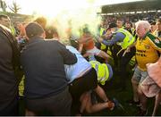10 May 2025; Players from both sides tussle after the Ulster GAA Football Senior Championship final match between Armagh and Donegal at St Tiernach's Park in Clones, Monaghan. Photo by David Fitzgerald/Sportsfile