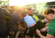10 May 2025; Players from both sides tussle after the Ulster GAA Football Senior Championship final match between Armagh and Donegal at St Tiernach's Park in Clones, Monaghan. Photo by David Fitzgerald/Sportsfile