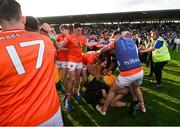10 May 2025; Players from both sides tussle after the Ulster GAA Football Senior Championship final match between Armagh and Donegal at St Tiernach's Park in Clones, Monaghan. Photo by David Fitzgerald/Sportsfile
