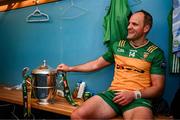 10 May 2025; Michael Murphy of Donegal with the Anglo-Celt Cup in the dressing room after the Ulster GAA Football Senior Championship final match between Armagh and Donegal at St Tiernach's Park in Clones, Monaghan. Photo by Ramsey Cardy/Sportsfile
