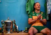 10 May 2025; Michael Murphy of Donegal with the Anglo-Celt Cup in the dressing room after the Ulster GAA Football Senior Championship final match between Armagh and Donegal at St Tiernach's Park in Clones, Monaghan. Photo by Ramsey Cardy/Sportsfile