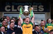 10 May 2025; Oisin Gallen of Donegal lifts the Anglo-Celt Cup after the Ulster GAA Football Senior Championship final match between Armagh and Donegal at St Tiernach's Park in Clones, Monaghan. Photo by Ramsey Cardy/Sportsfile