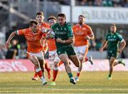 10 May 2025; Shayne Bolton of Connacht in action against Ross Thompson of Edinburgh during the United Rugby Championship match between Connacht and Edinburgh at Dexcom Stadium in Galway. Photo by Thomas Flinkow/Sportsfile
