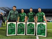 10 May 2025; Departing Connacht Rugby players, from left, Piers O'Conor, Santiago Cordero, Conor Oliver, and JJ Hanrahan, after the United Rugby Championship match between Connacht and Edinburgh at Dexcom Stadium in Galway. Photo by Thomas Flinkow/Sportsfile