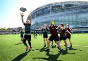10 May 2025; Action from the Bank of Ireland Minis match between Roscrea RFC and Seapoint RFC before the United Rugby Championship match between Leinster and Zebre Parma at the Aviva Stadium in Dublin. Photo by Seb Daly/Sportsfile