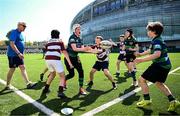 10 May 2025; Action from the Bank of Ireland Minis match between Tullow RFC and Seapoint RFC before the United Rugby Championship match between Leinster and Zebre Parma at the Aviva Stadium in Dublin. Photo by Seb Daly/Sportsfile